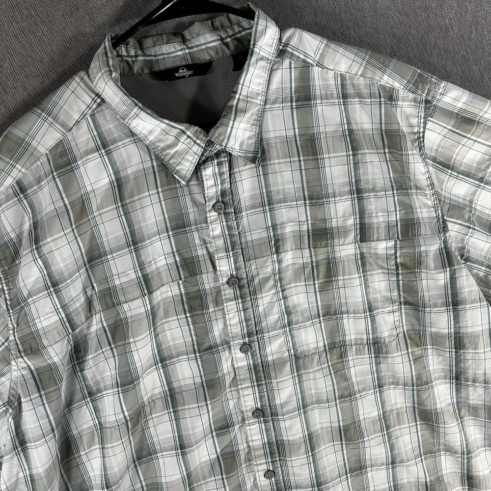 Wrangler Ripstop Plaid Shirt Mens 3XL Grey‎ Sage Hiking Outdoor Utility Workwear